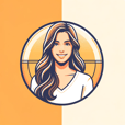 DALL·E 2024-01-15 16.14.14 - Create an illustration of a woman with long hair, wearing a white shirt. The background should be divided diagonally between a vibrant orange and a mu